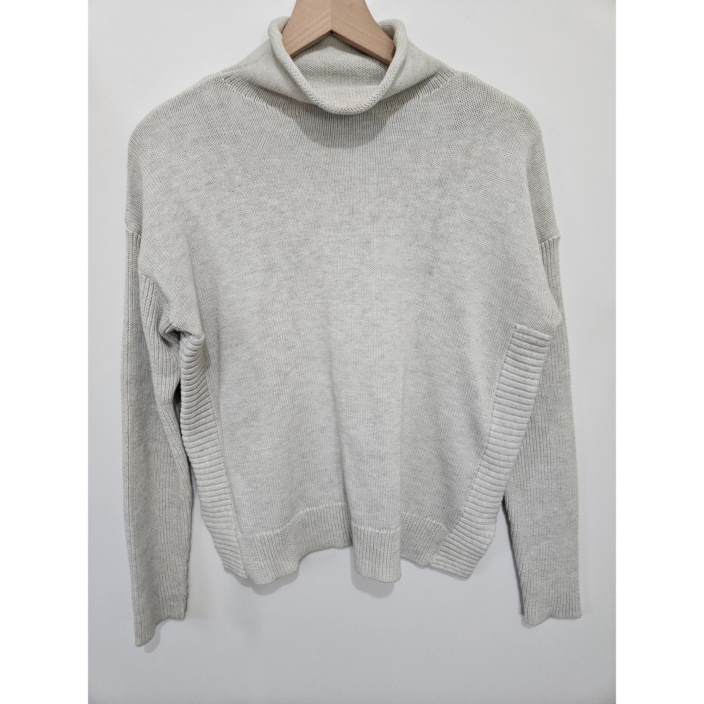 Tahari Womens Light‎ Gray Ribbed Side Panel Turtleneck Knit Sweater Size M